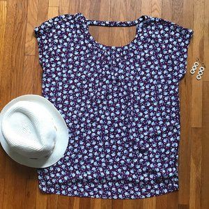 LOFT purple floral bar back top size S